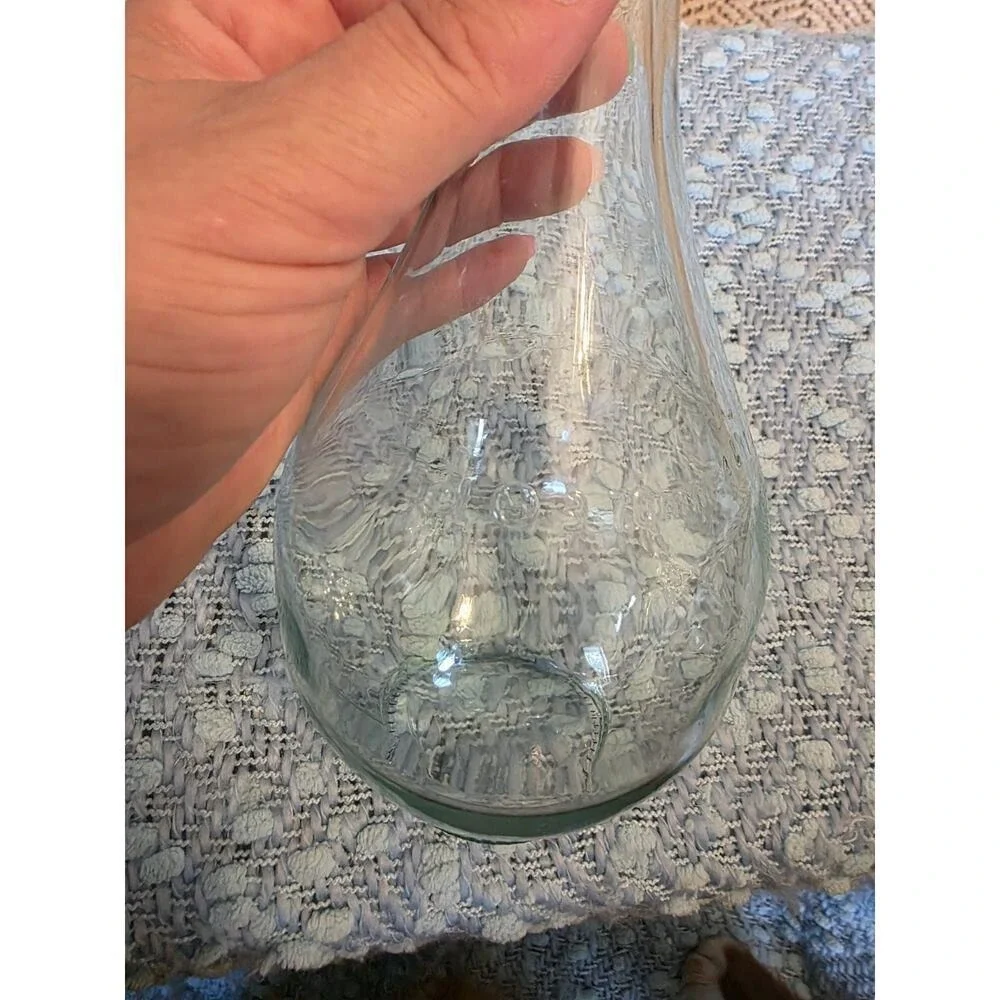 Vintage Clear‎ Glass Bottle Vase 750 ml Embossed Decorative Carafe E2